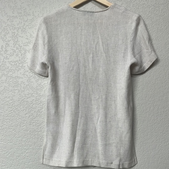 Vintage Fine Line Blouse Knit Button Down Cream Tan Size Small - Picture 8 of 11